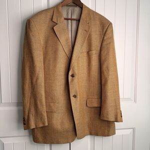 Vintage Lionel Smith Men’s 46R Silk Linen Wool Plaid Blazer Tallia Uomo